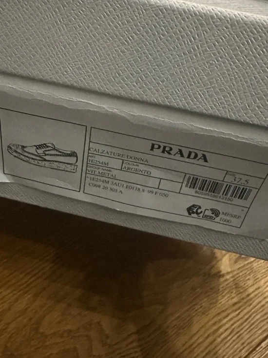 Prada Metallic Silver Wingtip Platform Loafers - Picture 8 of 8